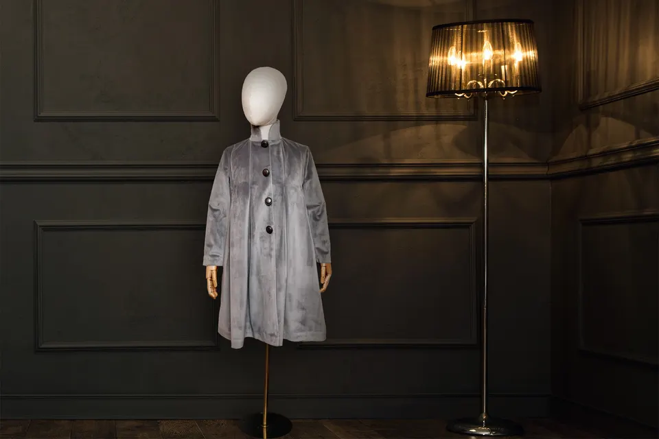 Light Gray Velvet Coat Button Accessory