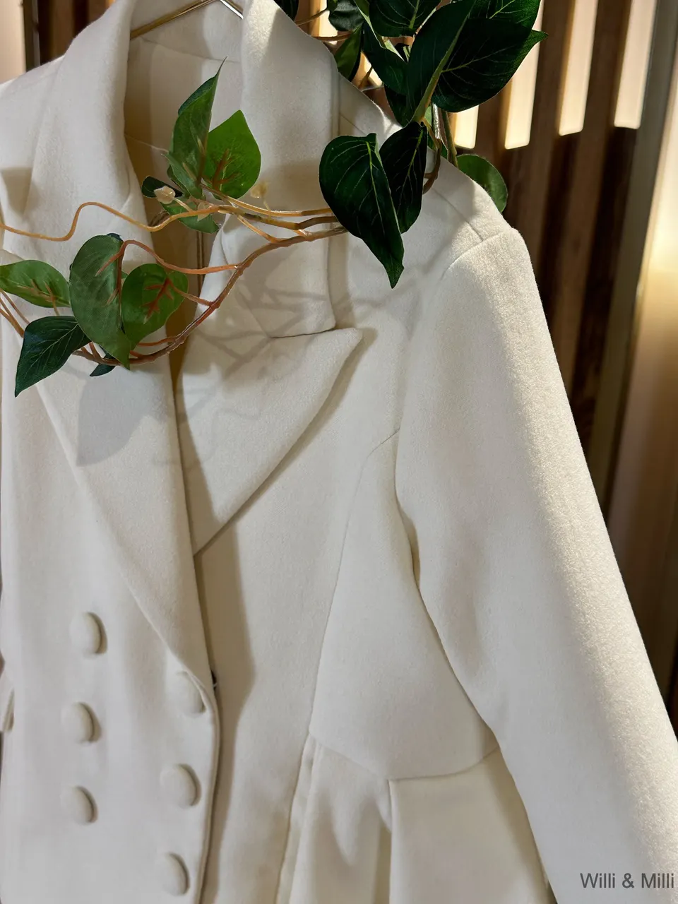 White Wool Classic Details Jacket