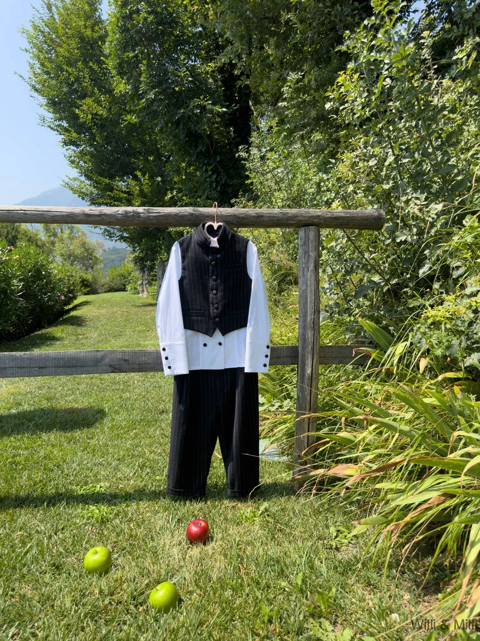 Dark Blue Striped Wool Low-Crotch Trousers
